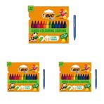 BIC Plastidecor Elleri Kirletmeyen Üçgen Pastel Boya, 12'Li Kutu, Elleri Boyamaz, 30 Aydan Büyük Çocuklar İçin İdeal 3lü paket