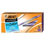 BIC Round Stic Grip Xtra Comfort Ballpoint Pen, Medium Point (1.2mm), Purple, 12-Count