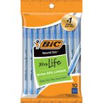 BIC Round Stic Xtra Life Ballpoint Pen, Medium Point (1.0mm), Blue, 10-Count