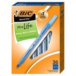 BIC Round Stic Xtra Life Ballpoint Pen, Medium Point (1.0mm), Blue, 12-Count