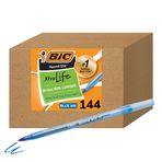 BIC Round Stic Xtra Life Ballpoint Pen, Medium Point (1.0mm), Blue, 144-Count