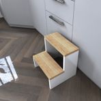 Bicabin Beyaz Kahve Step Mutfak Taburesi