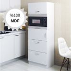 Bicabin MDF Mikrodalga Fırın Bölmeli Çekmeceli Çok Amaçlı Mutfak Dolabı - Beyaz
