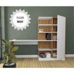 Bicabin MDF Narin Raflı Kitaplıklı Kapaklı Dolaplı Çalışma Masası -Atlantik Çam /Beyaz (Dolap Sağ) - Atlantik Çam - Beyaz - 175*178*55