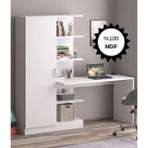 Bicabin MDF Narin Raflı Kitaplıklı Kapaklı Dolaplı Çalışma Masası - Beyaz (Dolap Sol) - 178*175*55