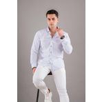 Bican Puantiyeli Yaka Düğmeli Slimfit Erkek Gömlek - S - Beyaz