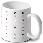 BICETTO Çarpıcı Hangul ve İngiliz Alfabe Desenli Birinci Sınıf Seramik Kupa - Kahve ve Dil Meraklıları için İdeal - Dayanıklı - Şık Hediye (Akademik Kırmızı)