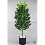 Biçiçek Areka Palmiyesi 150Cm Metal Siyah Gümüş Saksıda