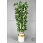 Biçiçek Yapay Bambu Ağacı 140 cm Krem Gold Metal Saksıda