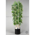 Biçiçek Yapay Bambu Ağacı 140 cm Siyah Gümüş Metal Saksıda