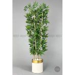 Biçiçek Yapay Bambu Ağacı 140CM Krem Gold Metal Saksıda