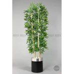 Biçiçek Yapay Bambu Ağacı 140Cm Siyah Gümüş Metal Saksıda