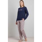 Biçomi Bicomi %100 Pamuklu Uzun Kol Sweatshirt ve Ekose Pantolon Pijama Takımı