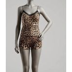Bicomi Terletmeyen Saten Doku, Rahat Kalıp Leopar Desenli Şık & Konforlu Şortlu Pijama Takımı