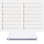 BİDEFTER Gitar Nota Defteri (Boş ve Tab Anahtarlı)% 100 El Yapımı, El Dikişi, (İplik Dikiş) Kumaş Ciltleme A/5 - Beyaz