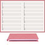 BİDEFTER Gitar Nota Defteri (Boş ve Tab Anahtarlı)% 100 El Yapımı, El Dikişi, (İplik Dikiş) Kumaş Ciltleme A/5 - Gül Kurusu
