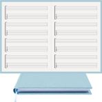 BİDEFTER Gitar Nota Defteri (Boş ve Tab Anahtarlı)% 100 El Yapımı, El Dikişi, (İplik Dikiş) Kumaş Ciltleme A/5 - Mavi