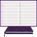 BİDEFTER Gitar Nota Defteri (Boş ve Tab Anahtarlı)% 100 El Yapımı, El Dikişi, (İplik Dikiş) Kumaş Ciltleme A/5 - Mor