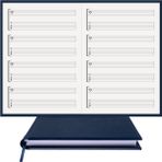 BİDEFTER Gitar Nota Defteri (Fa ve Tab Anahtarlı)% 100 El Yapımı, El Dikişi, Termo Deri A/5 - Lacivert