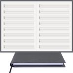 BİDEFTER Gitar Nota Defteri - (Tab Anahtarlı Sol Kesik Çizgili)% 100 El Yapımı, El Dikişi, (İplik Dikiş) Gerçek Cilt Bezi A/5 - Gri