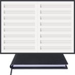 BİDEFTER Gitar Nota Defteri - (Tab Anahtarlı Sol Kesik Çizgili)% 100 El Yapımı, El Dikişi, (İplik Dikiş) Gerçek Cilt Bezi A/5 - Siyah