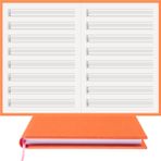 BİDEFTER Gitar Nota Defteri - (Tab Anahtarlı Sol Kesik Çizgili)% 100 El Yapımı, El Dikişi, (İplik Dikiş) Gerçek Cilt Bezi A/5 - Turuncu