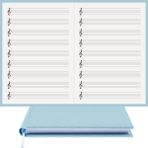 BİDEFTER Müzik Defteri (Anahtarlı)%100 El Yapımı, El Dikişi (İplik Dikiş) Özel Kumaş Ciltleme, 14,5x21 cm. (A/5) 120 Sayfa