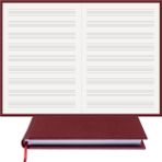 BİDEFTER Müzik Nota Defteri - (Anahtarsız)% 100 El Yapımı, El Dikişi, (İplik Dikiş) Gerçek Cilt Bezi A/5 - Bordo