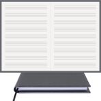 BİDEFTER Müzik Nota Defteri - (Anahtarsız)% 100 El Yapımı, El Dikişi, (İplik Dikiş) Gerçek Cilt Bezi A/5 - Gri