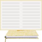 BİDEFTER Müzik Nota Defteri (Anahtarsız)% 100 El Yapımı, El Dikişi, (İplik Dikiş) Kuşe Ciltli (A/4) Sarı