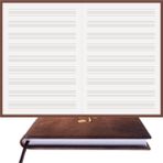 BİDEFTER Müzik Nota Defteri - (Anahtarsız)% 100 El Yapımı, El Dikişi, (İplik Dikiş) Kuşe Ciltli A/5 - Koyu Kahve