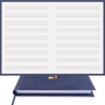 BİDEFTER Müzik Nota Defteri - (Anahtarsız)% 100 El Yapımı, El Dikişi, (İplik Dikiş) Kuşe Ciltli A/5 - Lacivert