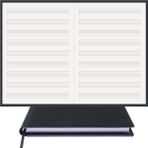 BİDEFTER Müzik Nota Defteri - (Anahtarsız Sol Kesik Çizgili)% 100 El Yapımı, El Dikişi, (İplik Dikiş) Gerçek Cilt Bezi A/5 - Siyah