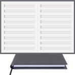 BİDEFTER Müzik Nota Defteri - (Davul ve Vurmalı Çalgılar)% 100 El Yapımı, El Dikişi, (İplik Dikiş) Gerçek Cilt Bezi A/5 - Gri