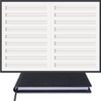BİDEFTER Müzik Nota Defteri - (Davul ve Vurmalı Çalgılar)% 100 El Yapımı, El Dikişi, (İplik Dikiş) Gerçek Cilt Bezi A/5 - Siyah