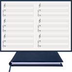 BİDEFTER Müzik Nota Defteri - Kadro-Piyano, Org% 100 El Yapımı, El Dikişi, (İplik Dikiş) Termo Deri A/5 - Lacivert