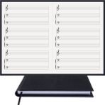 BİDEFTER Müzik Nota Defteri - Kadro-Piyano, Org% 100 El Yapımı, El Dikişi, (İplik Dikiş) Termo Deri A/5 - Siyah