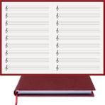 BİDEFTER Müzik Nota Defteri - (Sol Anahtarlı)% 100 El Yapımı, El Dikişi, (İplik Dikiş) Gerçek Cilt Bezi A/5 - Bordo