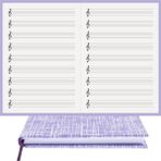 BİDEFTER Müzik Nota Defteri - (Sol Anahtarlı)% 100 El Yapımı, El Dikişi, (İplik Dikiş) Kuşe Ciltli A/5 - Mavi