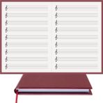 BİDEFTER Müzik Nota Defteri - (Sol Anahtarlı)% 100 El Yapımı, El Dikişi, (İplik Dikiş) Termo Deri A/5 - Bordo