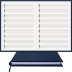 BİDEFTER Müzik Nota Defteri - (Sol Anahtarlı)% 100 El Yapımı, El Dikişi, (İplik Dikiş) Termo Deri A/5 - Lacivert