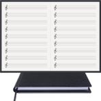 BİDEFTER Müzik Nota Defteri - (Sol Anahtarlı, Sol Kesik Çizgili)% 100 El Yapımı, El Dikişi, (İplik Dikiş) Gerçek Cilt Bezi A/5 - Siyah