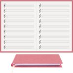 BİDEFTER Müzik Nota Defteri - (Sol Anahtarlı, Sol Kesik Çizgili)% 100 El Yapımı, El Dikişi, (İplik Dikiş) Kumaş Ciltleme A/5 - Gül Kurusu