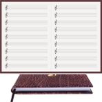 BİDEFTER Müzik Nota Defteri - (Sol Anahtarlı, Sol Kesik Çizgili)% 100 El Yapımı, El Dikişi, (İplik Dikiş) Kuşe Ciltli A/5 - Kahve-Gri
