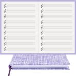 BİDEFTER Müzik Nota Defteri - (Sol Anahtarlı, Sol Kesik Çizgili)% 100 El Yapımı, El Dikişi, (İplik Dikiş) Kuşe Ciltli A/5 - Mavi