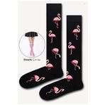 Bidigago Flamingo Desenli Siyah Dizaltı Çorap Siyah 36-44