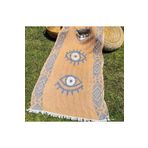 Bidoluraf 90X180 Çift Taraflı 3 Kat Müslin Göz Desenli Kilim Motifli Plaj Havlusu - Peştamal- Turuncu