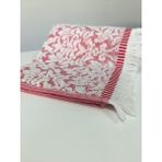 Bidoluraf Jakarlı Renkli El Yüz Havlusu Pamuk 50 x 90 cm - Kırmızı