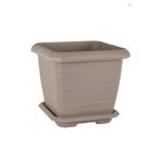 BiDünya 25 Litre Tabaklı Hisar Kale Saksı 37cm Kare Büyük Boy Plastik Bahçe Bitki Çiçek Saksısı
