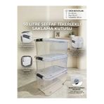 biedda 3 Adet 50 LT Tekerlekli Kilitli Ev Mutfak ve Kamp Saklama Kutusu Şeffaf Plastik Organizer Düzenleyici Kutu